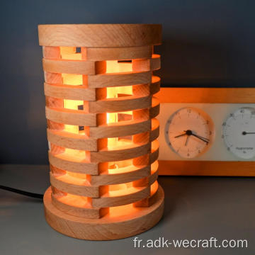 Lampe de table en bois dimmable de chevet multicouche